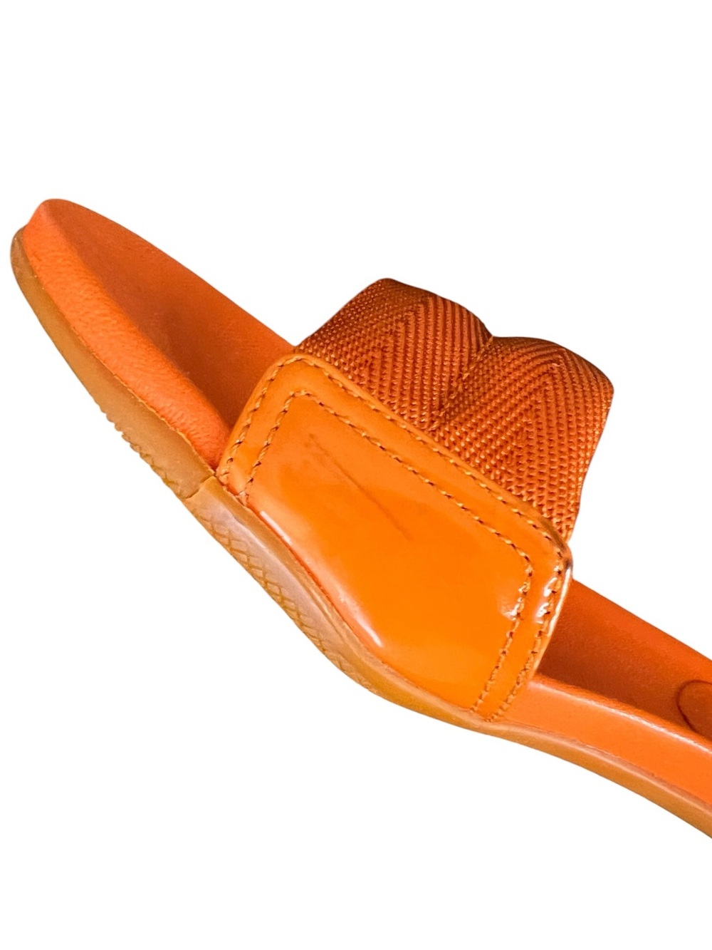 Prada Sport Vintage Women’s Nylon Logo Orange Kitten Heel Sandal Slides Heels 38 - Picture 8 of 13